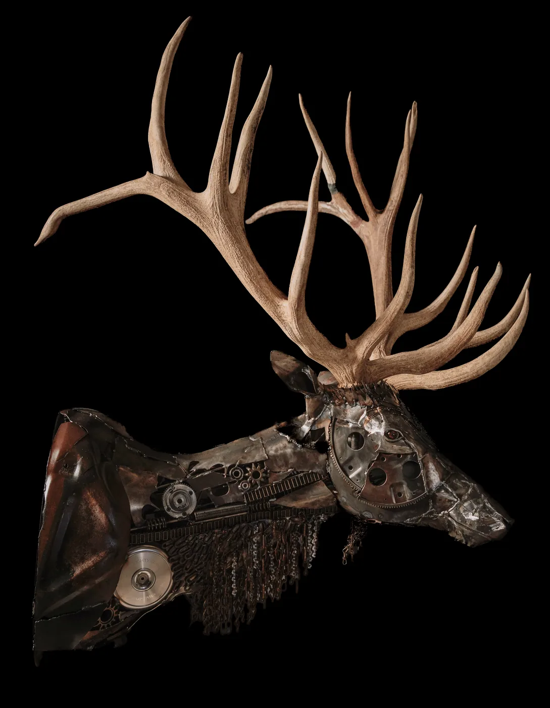 Welded metal buck sculpture