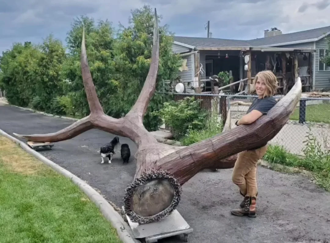 Metal flying goose sculpture
